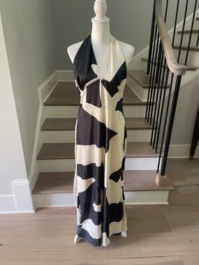 Bardot Citron Midi Dress in Black & Ivory - Size 12